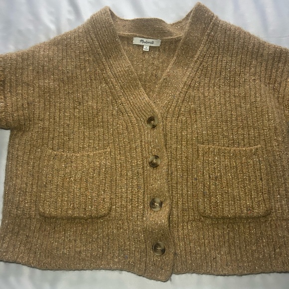 Beautiful!! MADEWELL Long Sleeve Wool Cropped V- Neck, Button-Up Sweater, Size L - Picture 3 of 10